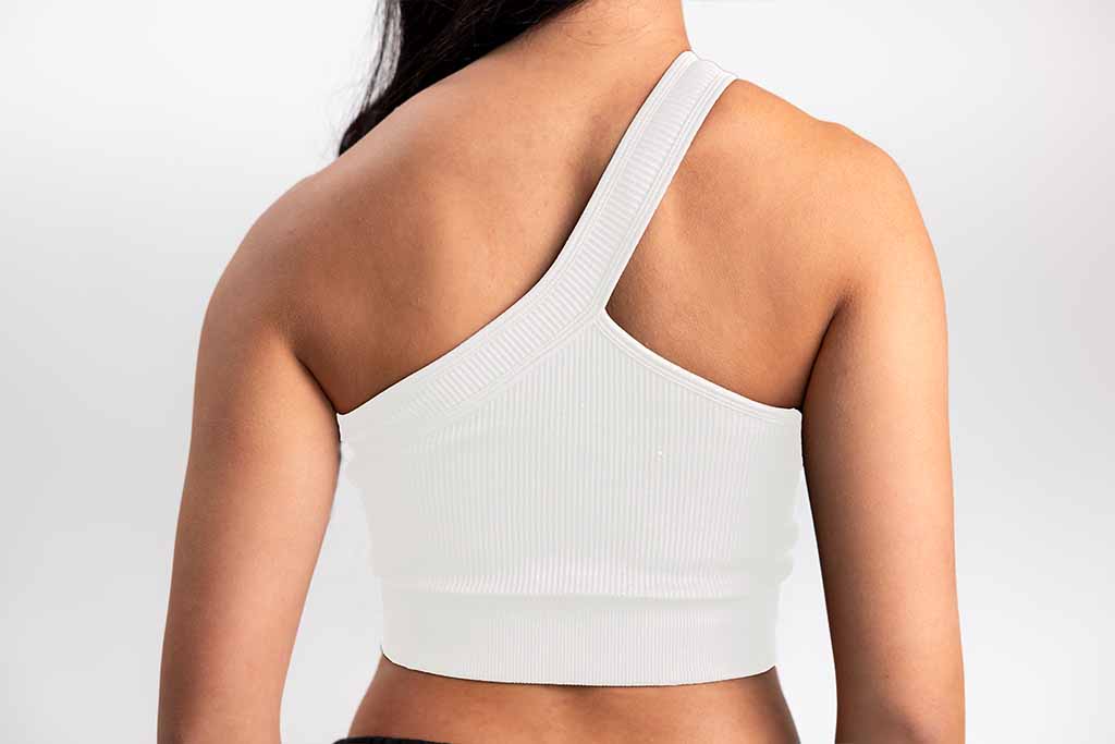 Classic Ribbed One Shoulder Sports Bra - White TuffWraps.com