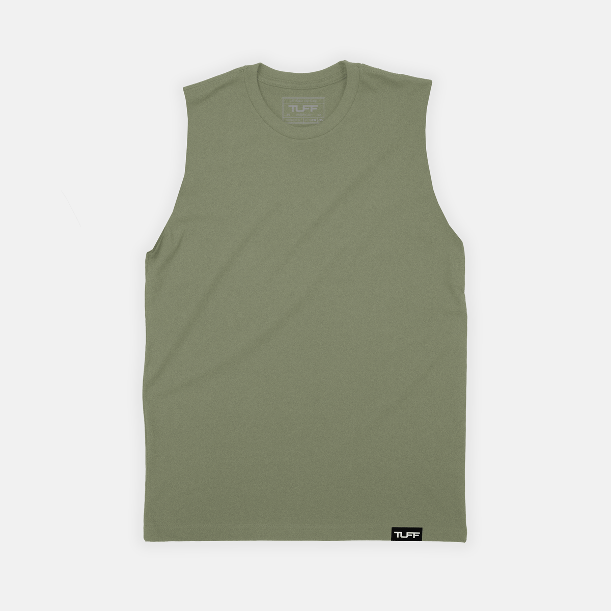 TUFF Basic Raw Edge Muscle Tank Military Green / S TUFF