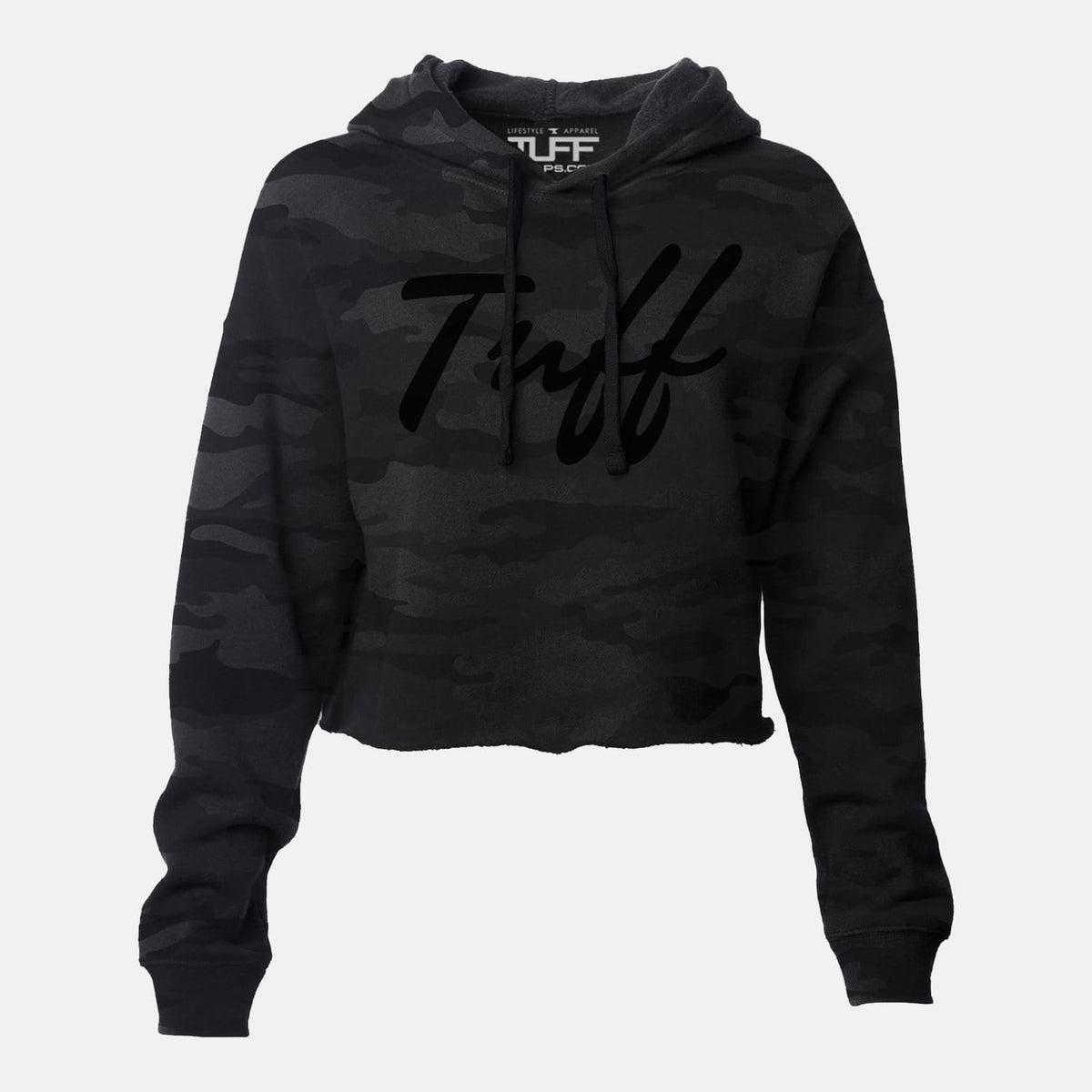 TUFF Thin Script Hooded Cropped Fleece Black Camo / XS TuffWraps.com