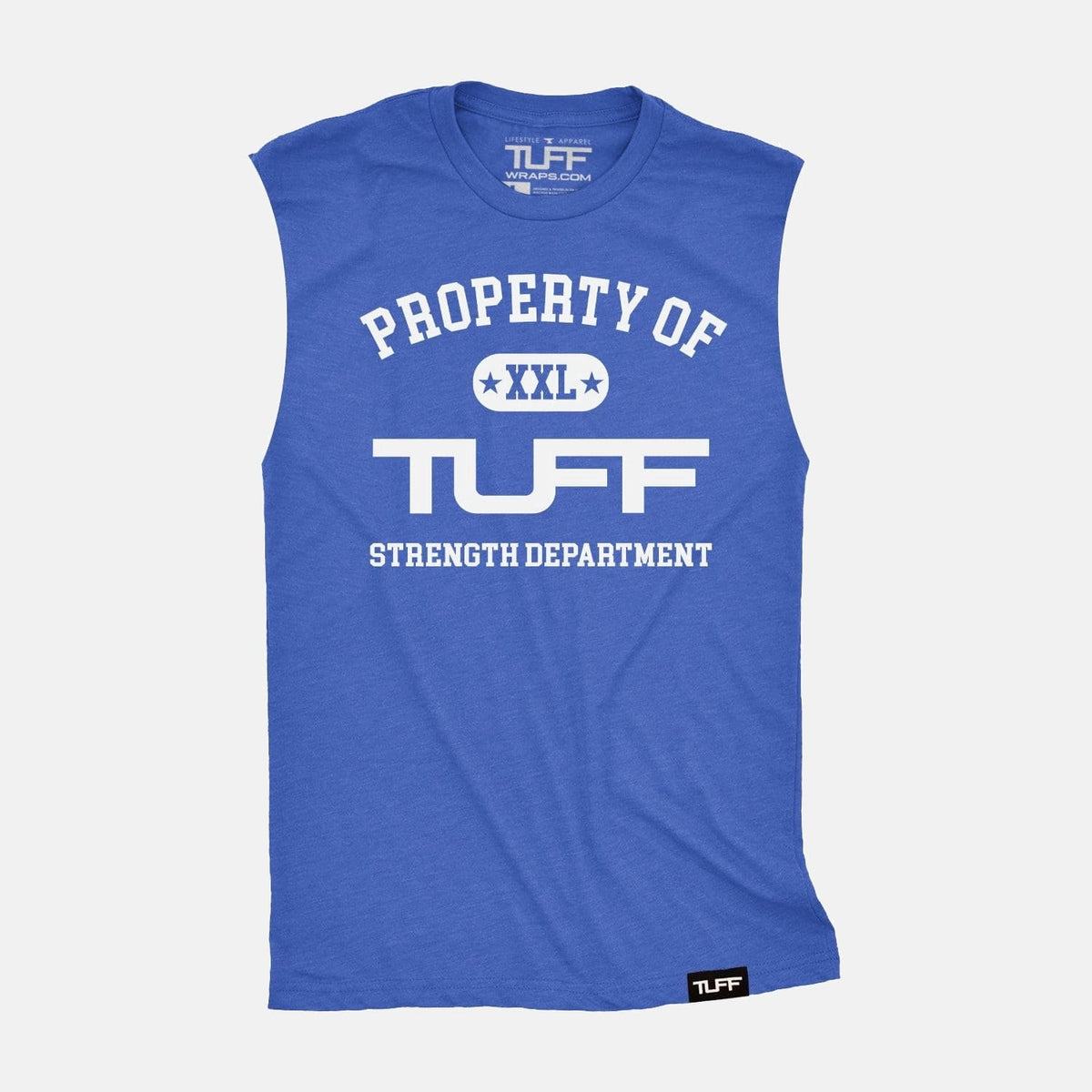 Property of TUFF Raw Edge Muscle Tank Vintage Blue / S TuffWraps.com
