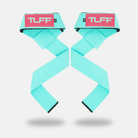 TUFF Lifting Straps | Premium Padded Lifting Straps With Neoprene Teal / Pink TuffWraps.com