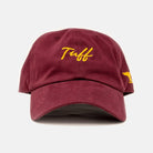 TUFF Thin Gold Script Dad Hat - Maroon Maroon TuffWraps.com